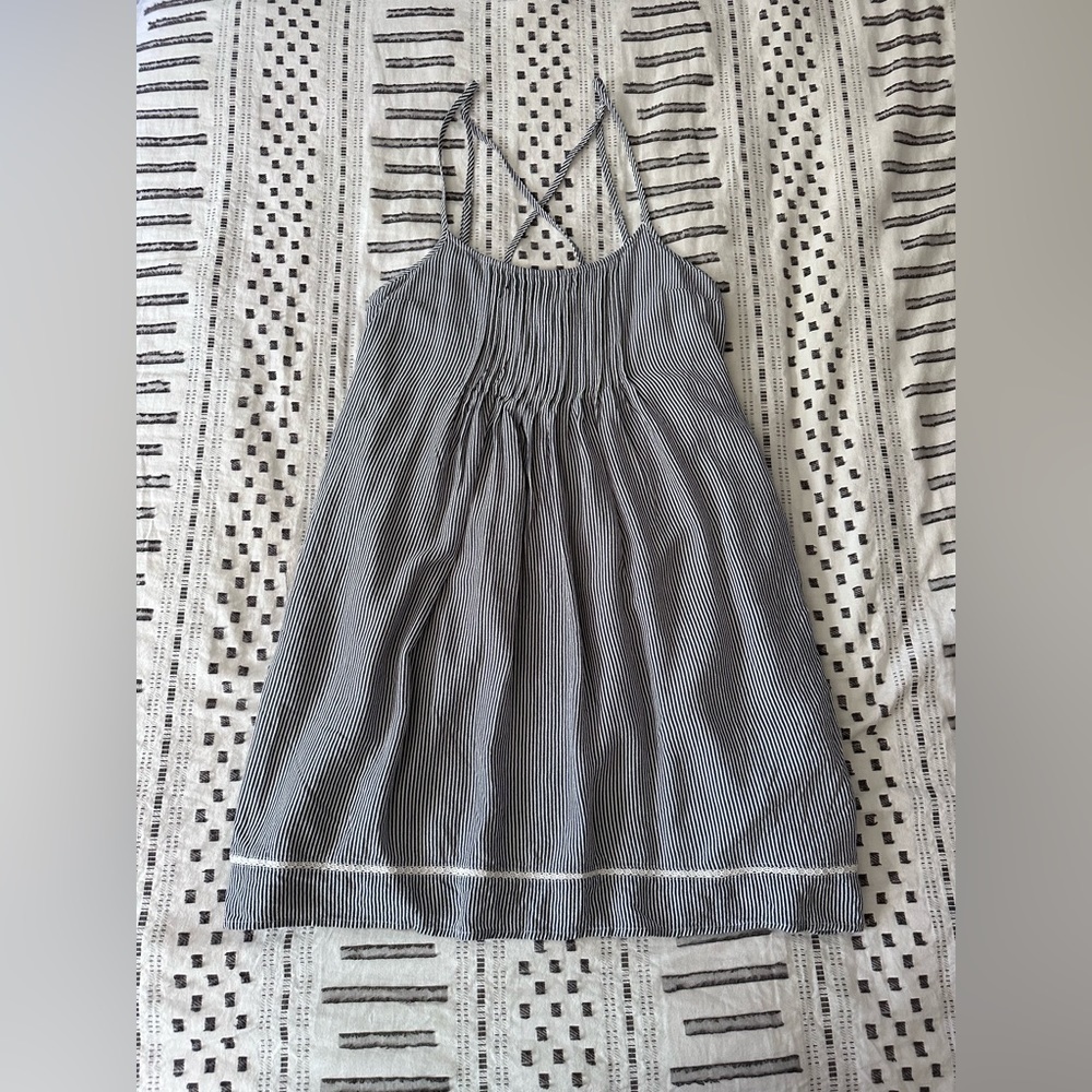 Abercrombie & Fitch Black/Grey Striped Babydoll Mini Dress Size Medium Tall/ MT